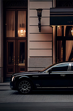 Bespoke concierge — private car at a hotel entrance